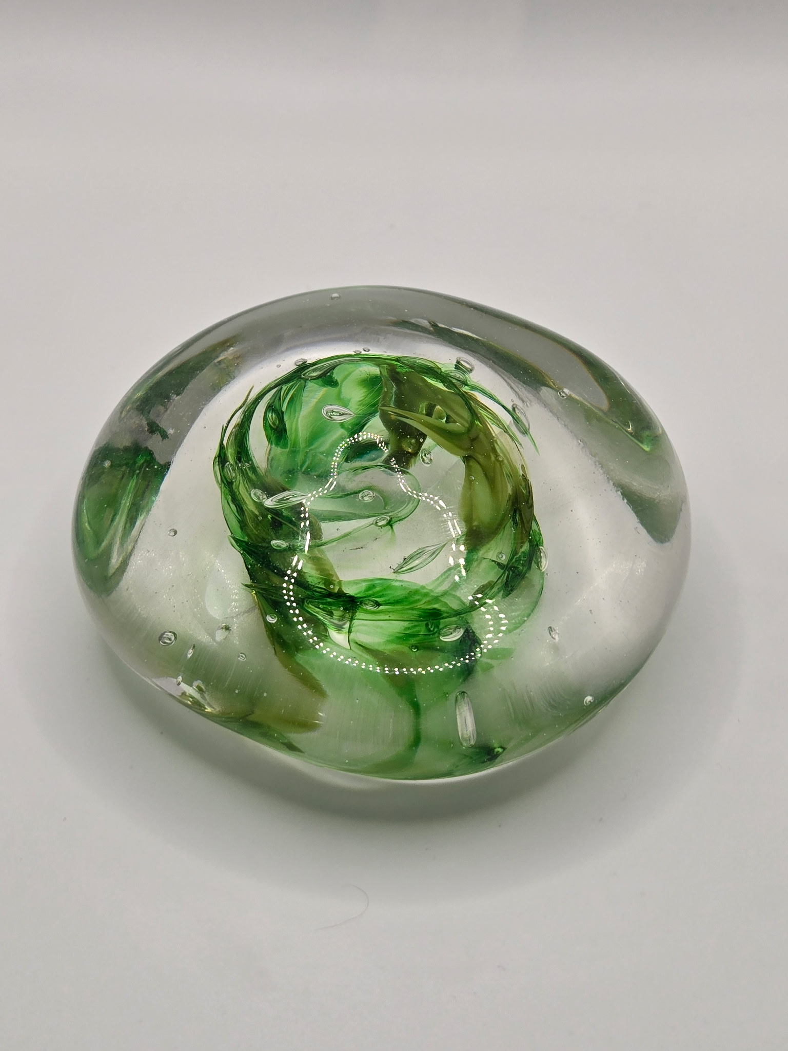 Hand-crafted glass art - Green Swirl
