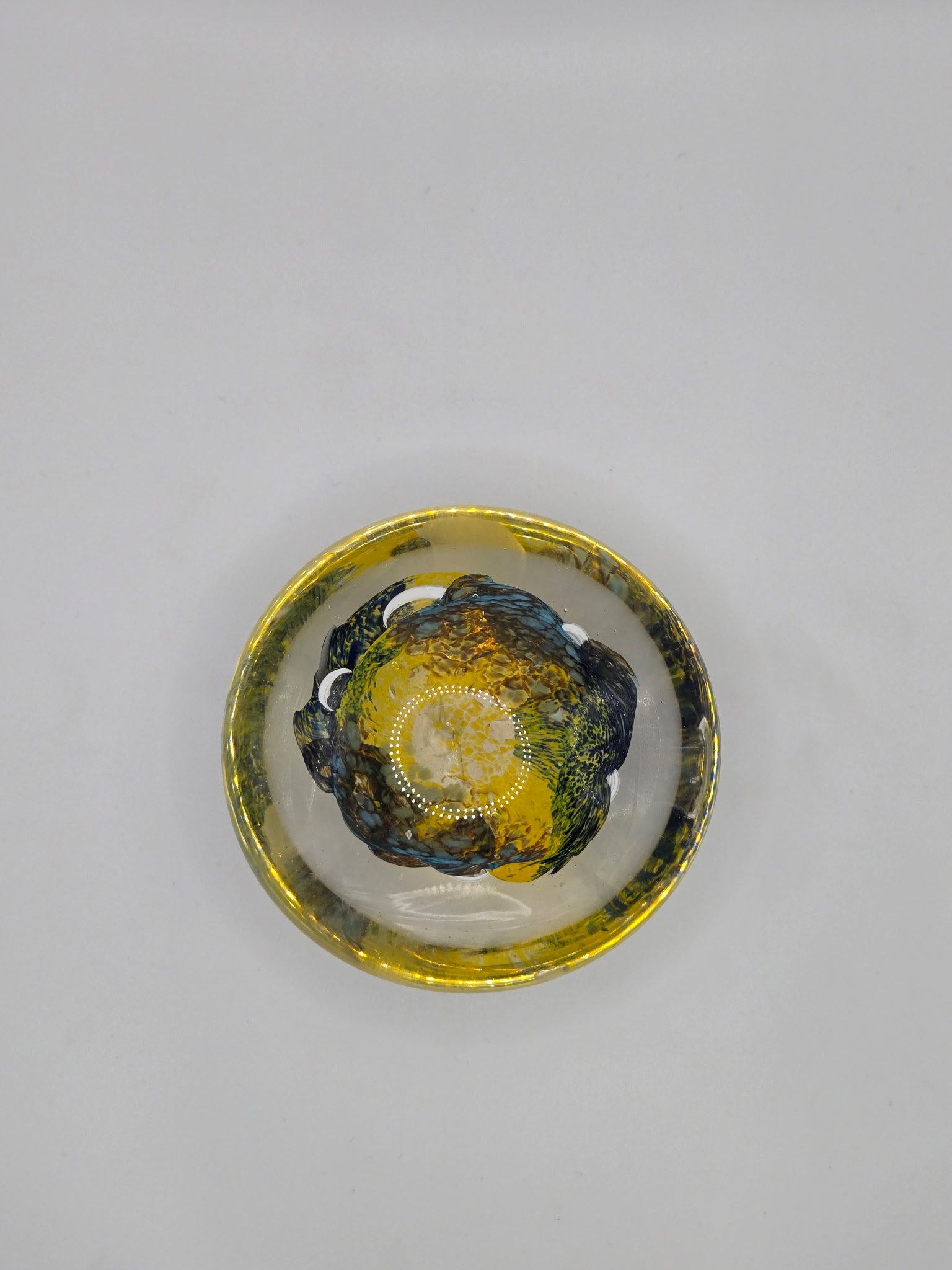 Hand-crafted glass art - Yellow Blue Orb